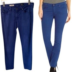 AG Adriano Goldschmidt Prima Cigarette Mid-Rise Stretch Sateen Jeans Royal Blue